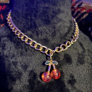 KB wild cherry necklace custom unique handmade jewelry gold